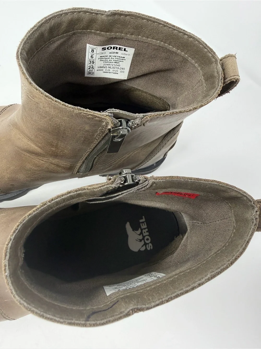 Sorel Leather Emelie Zip Waterproof Lugged Ankle Boots Women’s Size 8